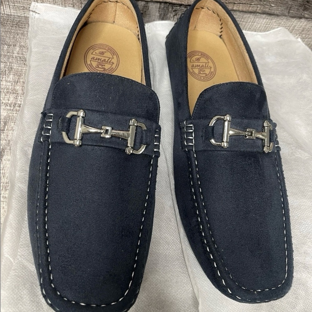 Amalfi Dark Blue Loafers with Metallic Accents